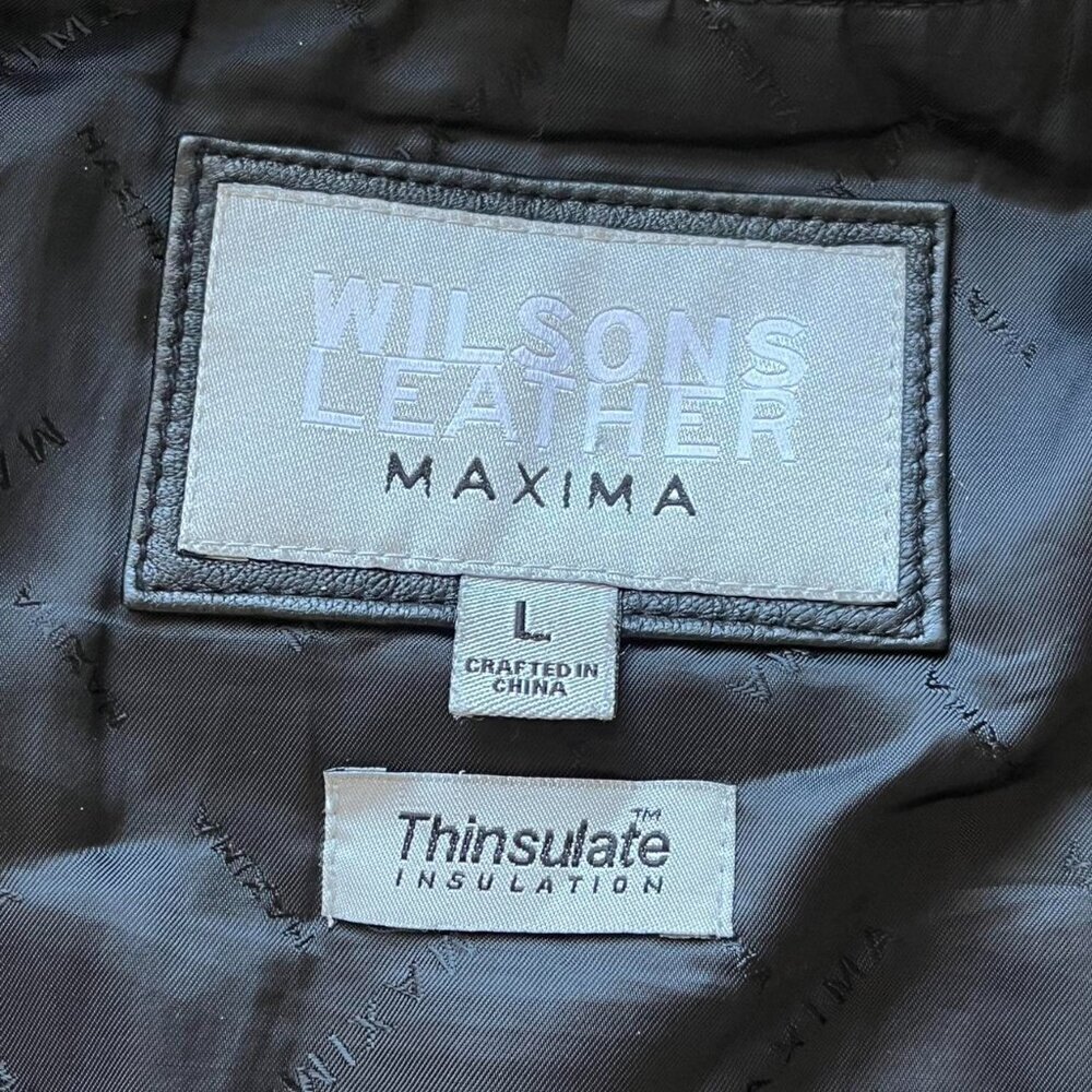 Wilsons Leather Maxima Black 100% Genuine Leather Bomber Jacket Wmn L Insulated - Picture 2 of 8
